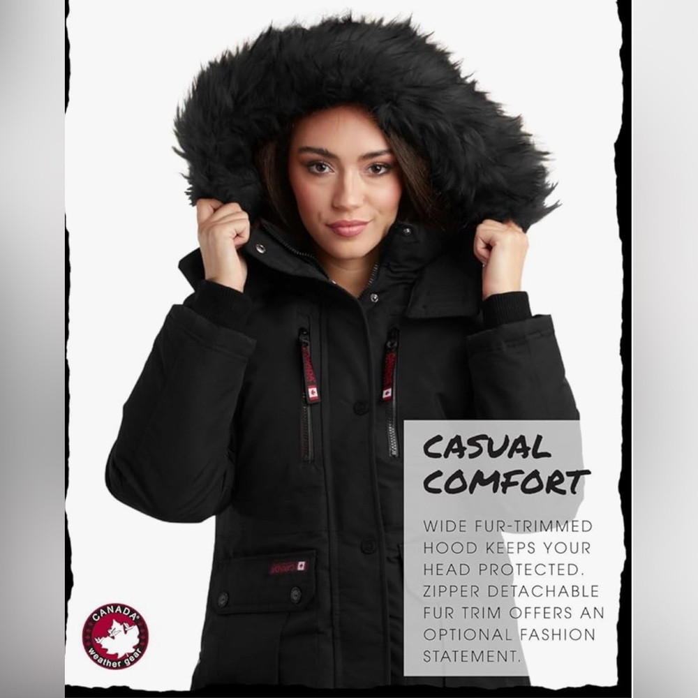 NWT WOMEN'S CANADA WEATHERPROOF LENGTH PARKA JACKET DETACHABLE
FUR TRIM MEDIUM